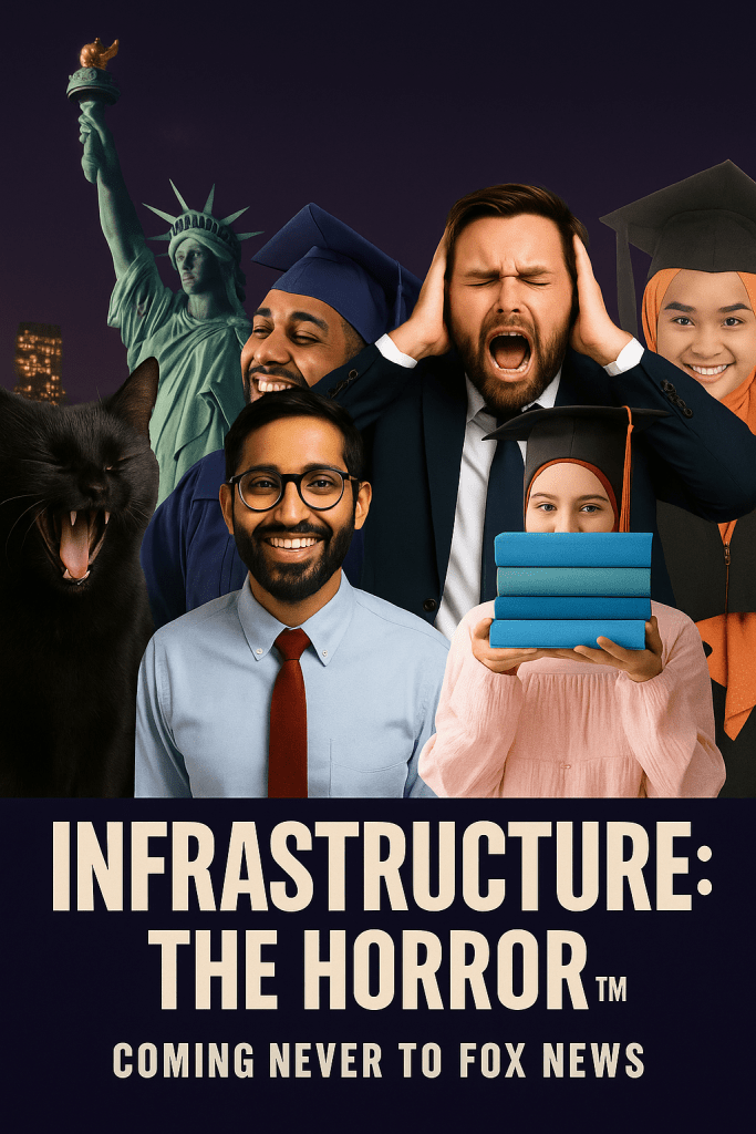 JD Shit-My-Pants is losing what little remains of his mind after Zohran Kwame Mamdani’s primary win. He’s sweating through his luxury trousers, panicking about water, infrastructure, and Muslims with nuance. Naturally, he writes to Poe. Naturally, Poe writes back—with feathers, facts, and pure unhinged poultry logic.